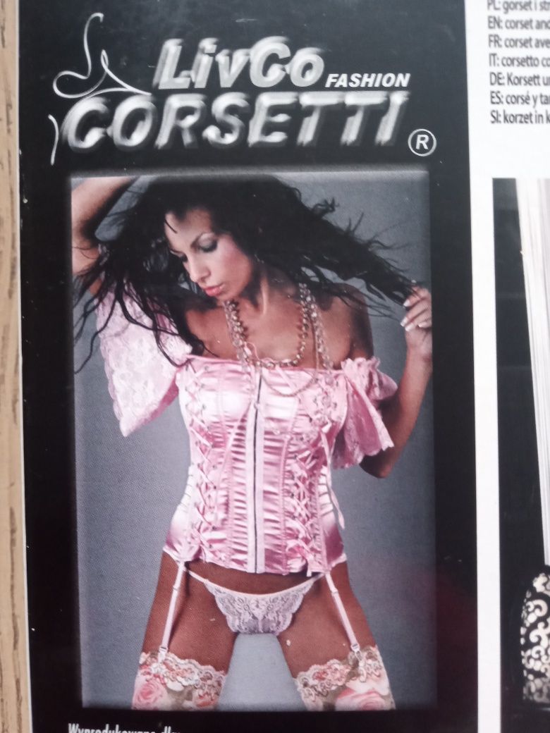 Gorset i stringi Giovanna Pink Rozmiar L Livia Corsetti