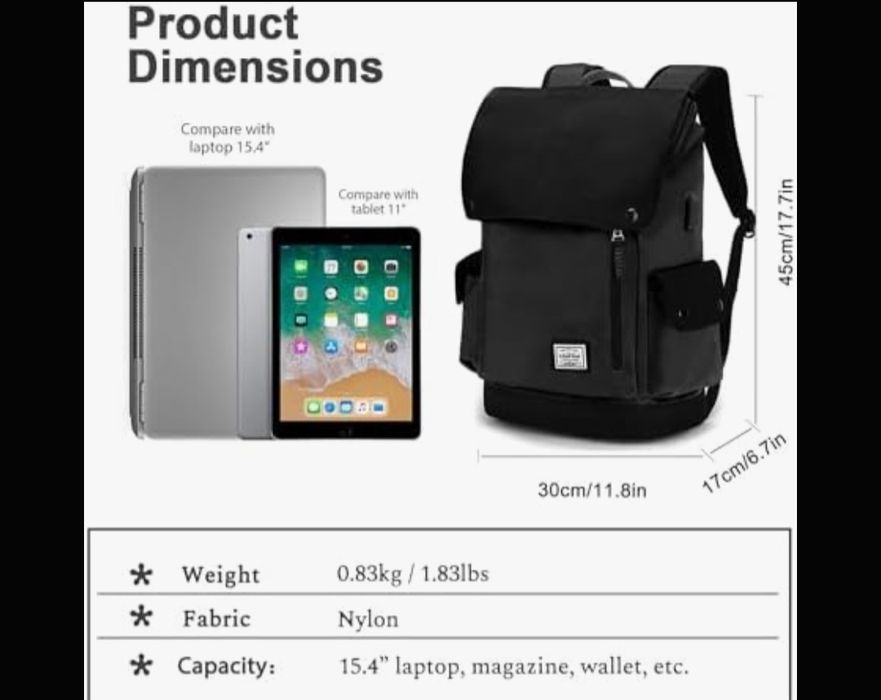 Wind Took Duży plecak na laptopa 15,4 cala z portem USB