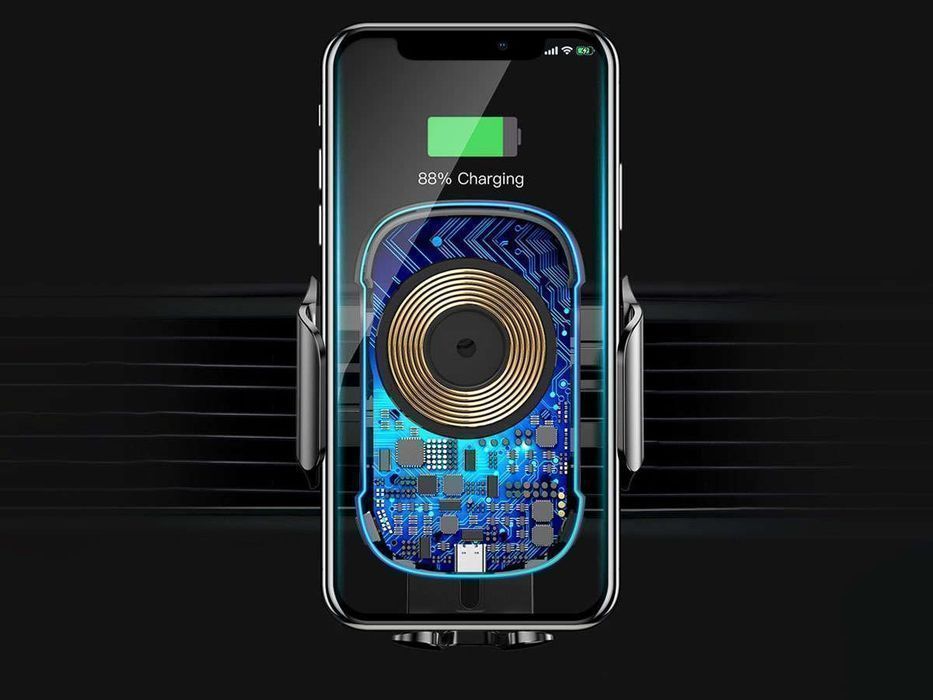 Uchwyt samochodowy Baseus z ładowarką indukcyjną Qi na szybę/kratkę