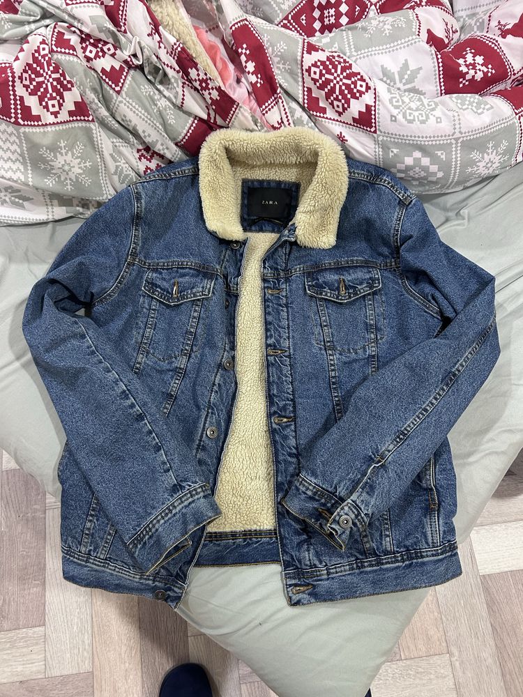 Продам джинсовую куртку шерпа, мех, Zara man
