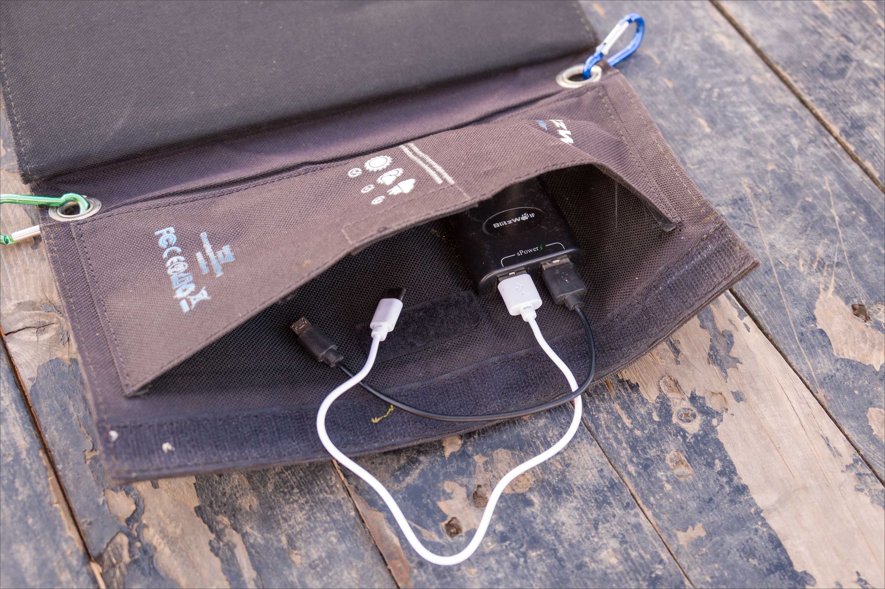 Портативна зарядна сонячна панель BlitzWolf 20W 2 USB