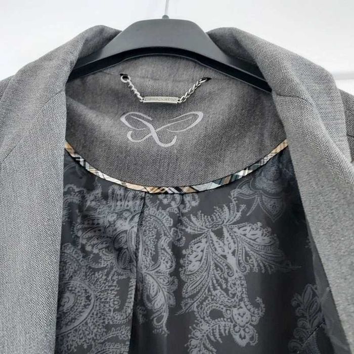 Krótka szara marynarka żakiet elegancka 34 XS 36 S