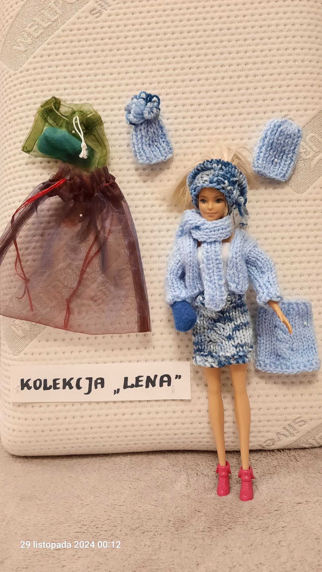Ubranka zimowe dla BARBIE wykonane ręcznie na drutach