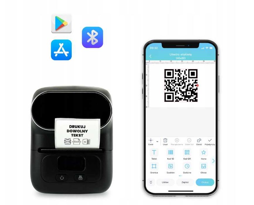 Phomemo Drukarka Termiczna Samoprzylepnych Etykiet Naklejek - OKAZJA