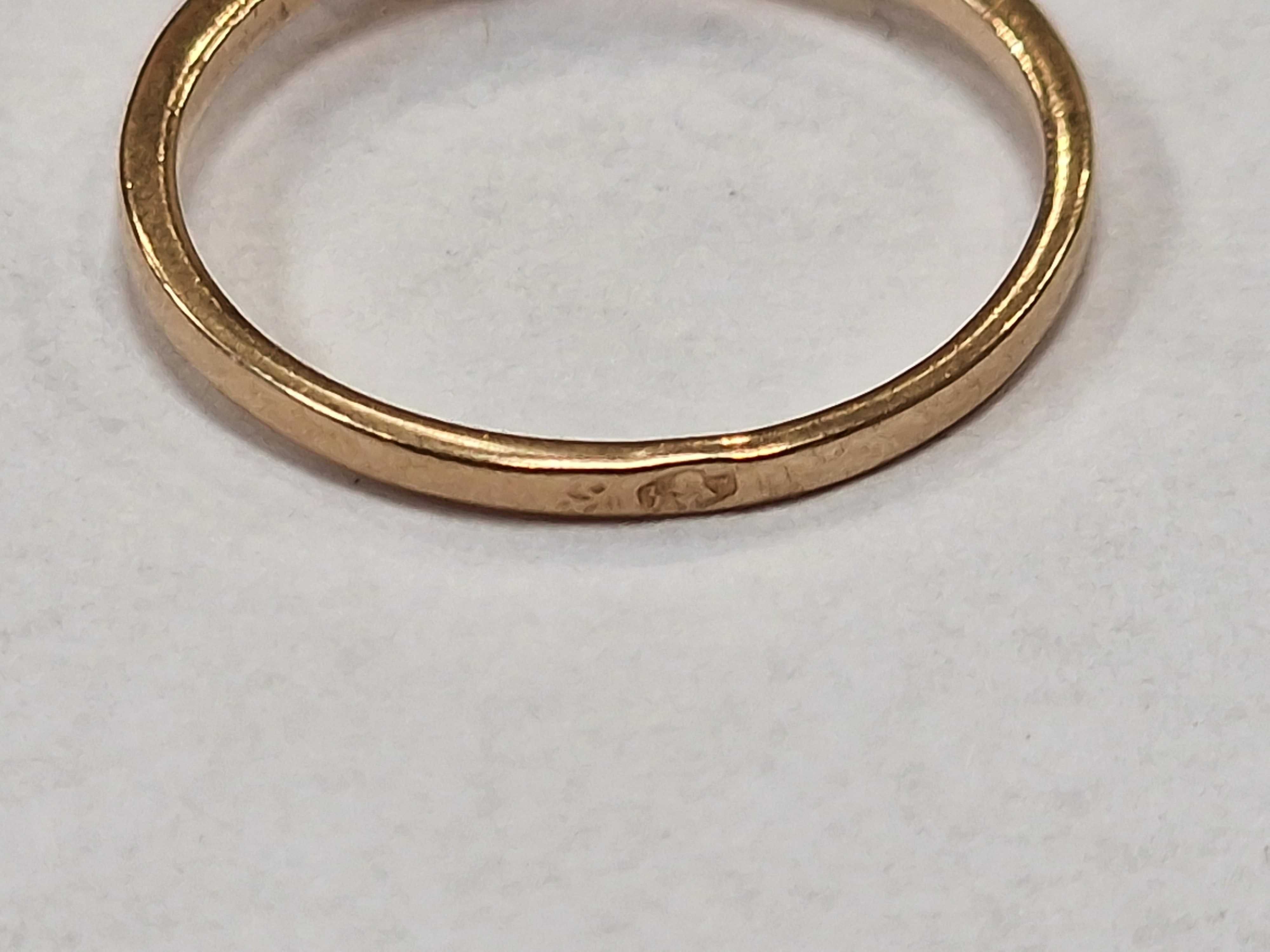 Warmet! Złoty pierścionek/ 585/ 1.86 gram/ R16/ Różowy Topaz/ 1963-86