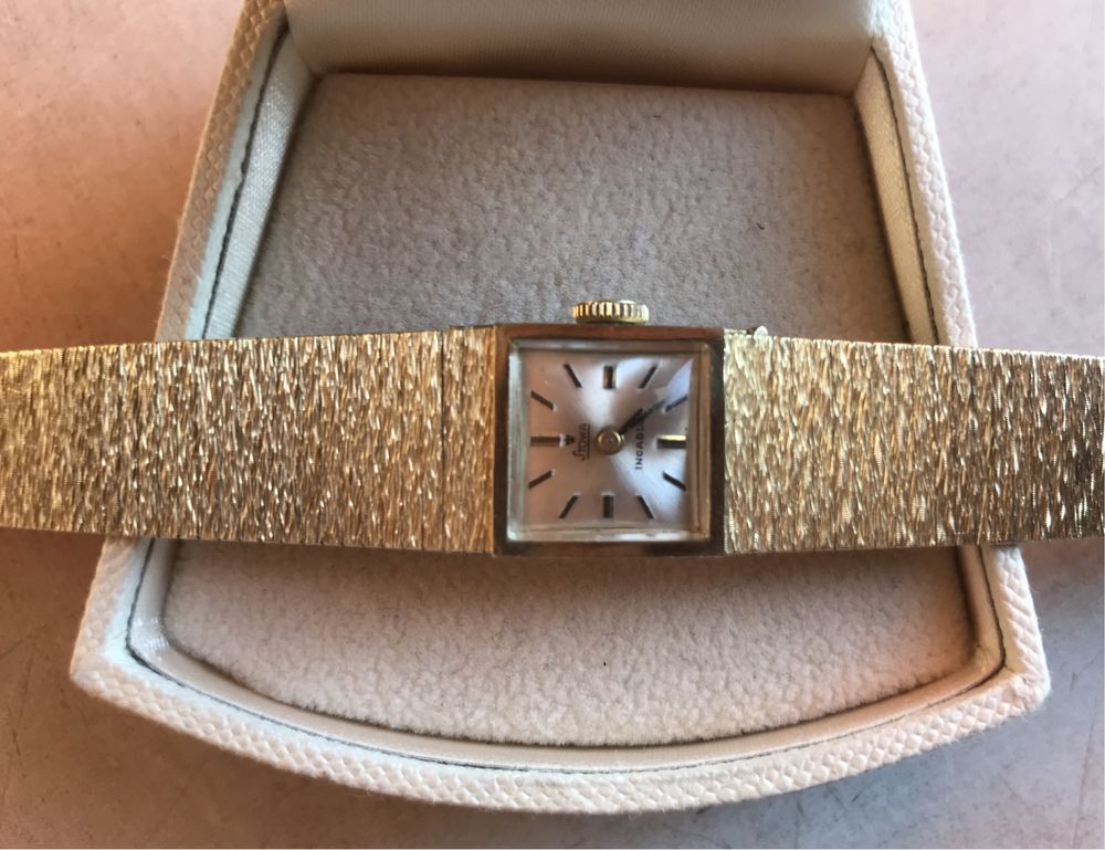 stowa zloty zegarek damski złoto 585 14k kruk bransoleta bransoletka