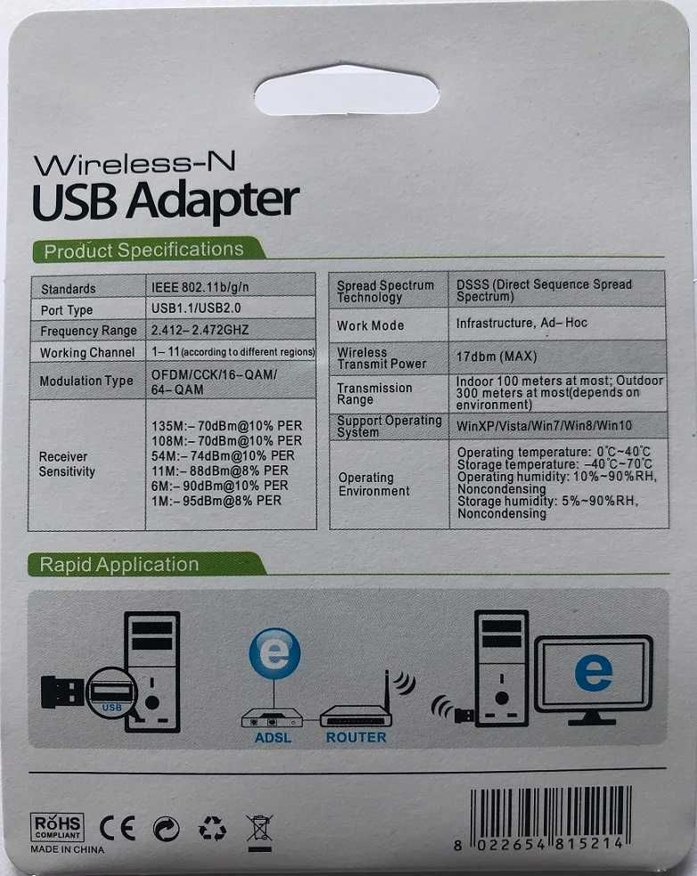 Nano Karta sieciowa WIFI na USB 150MBPS 802.11N * Video-Play Wejherowo