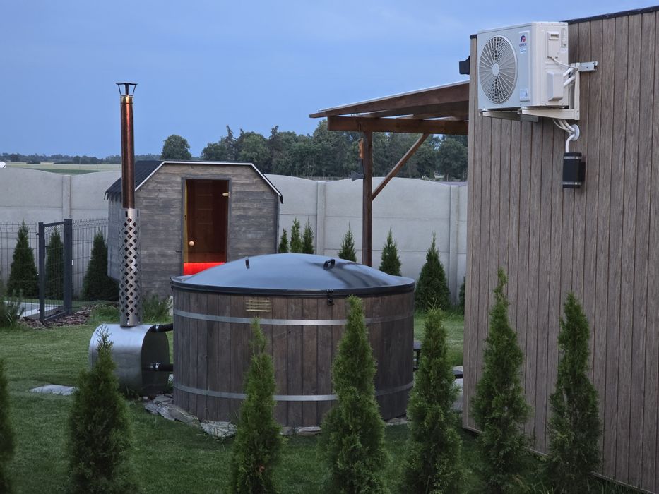 Domek wynajem z sauna jacuzzi ogniskiem najczystsze jezioro Polski