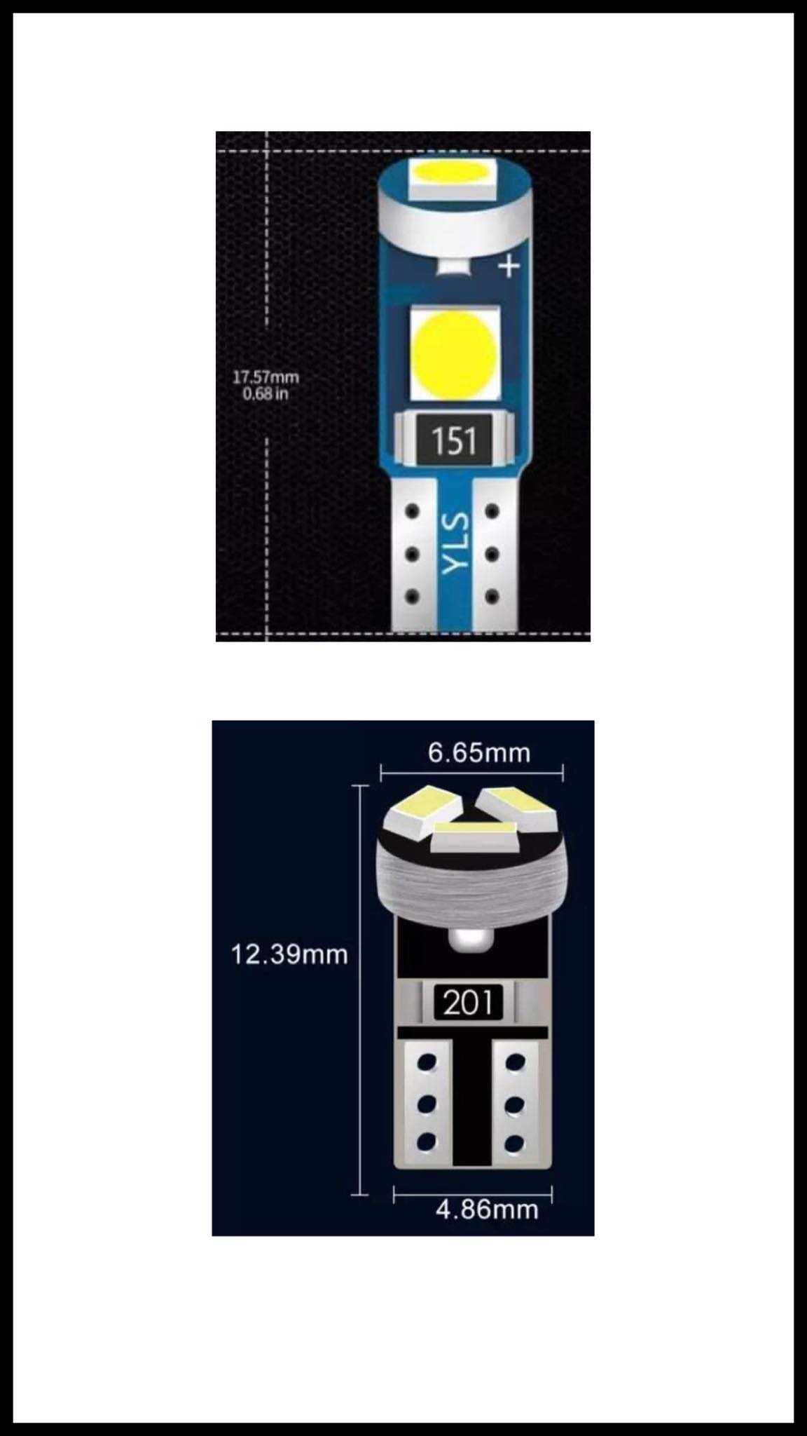 2 Lampadas Led CanBus T5 W3W Painel/Quadrante/Tablier (100lm, Branco)