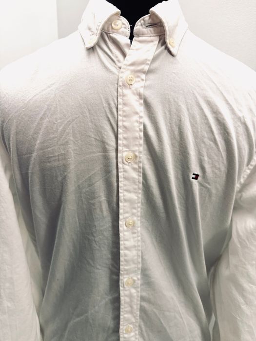 Tommy Hilfiger biała męska koszula r. S logowana 100% bawełna jak nowa