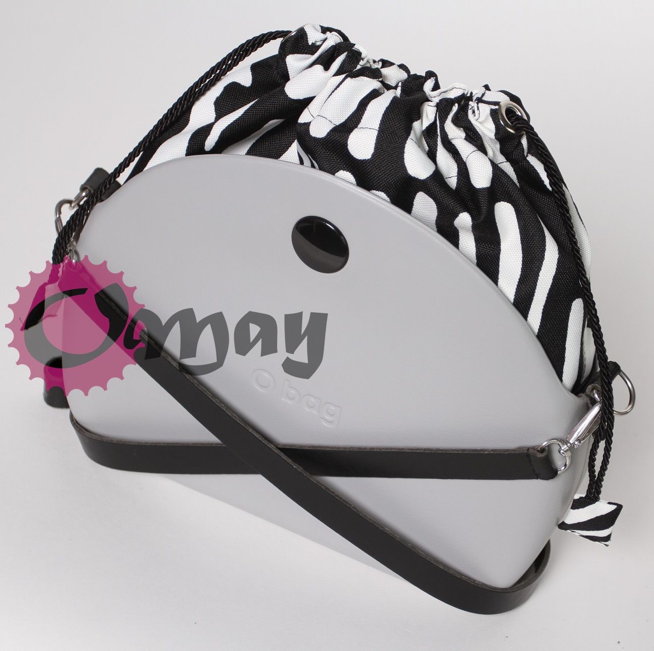 CZARNY organizer OBAG MOON LIGHT worek zebra 2 kieszenie komin OMAY
