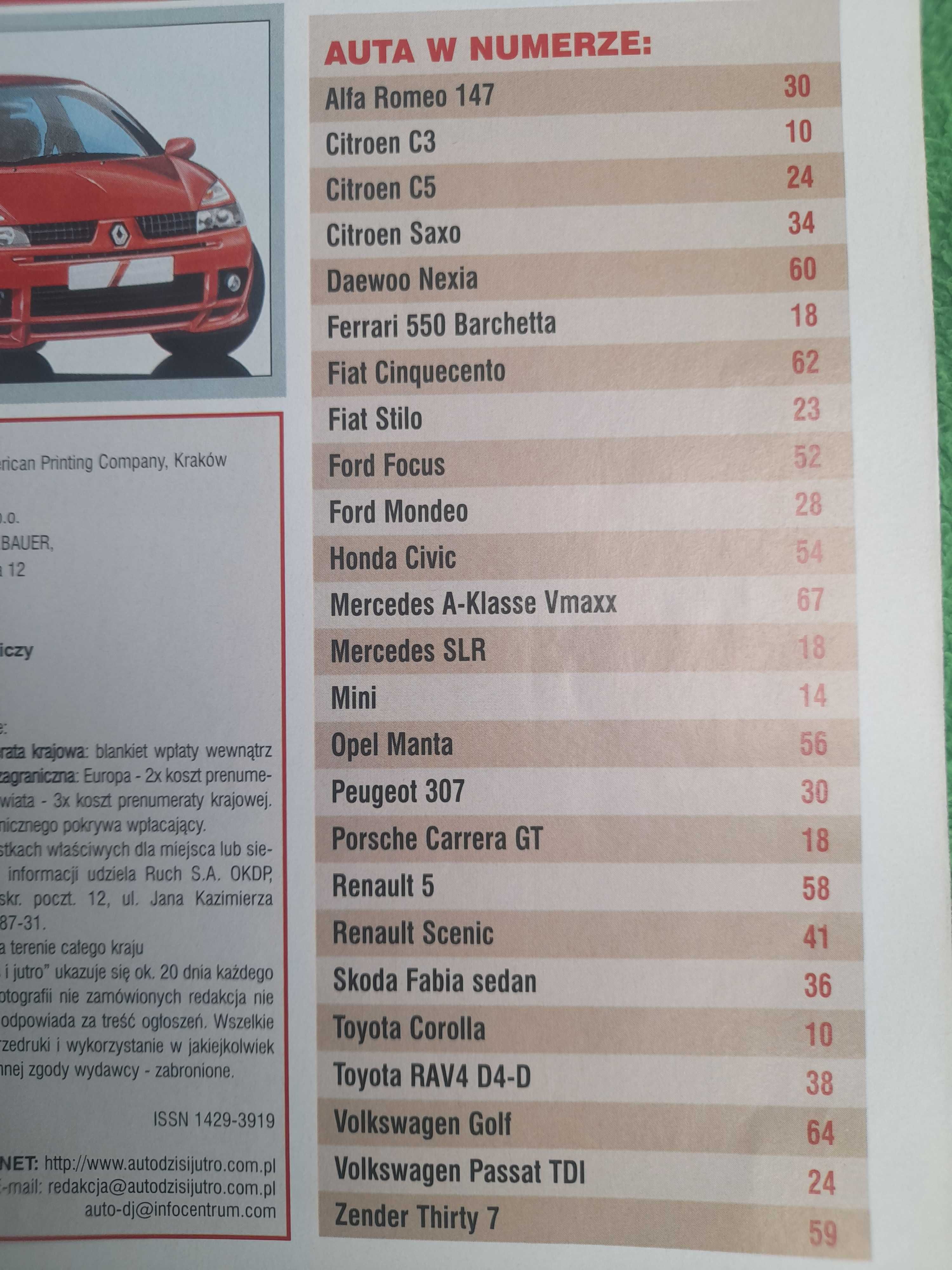 Fabia Cinquecento Nexia RAV4 Citroen C5 Civic Passat Mondeo Manta 2001