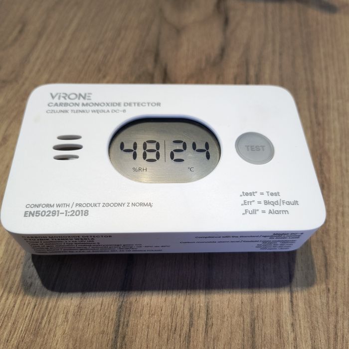 Czujnik Czadu Tlenku Węgla Temperatury Wilgotności na Baterie 10 LAT