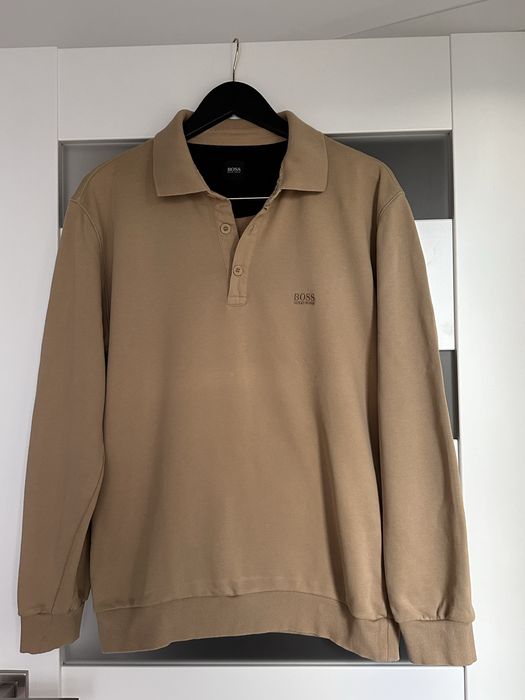 Boss Hugo Boss sweterek sweter bluzka bluza beżowa z kołnierzykiem