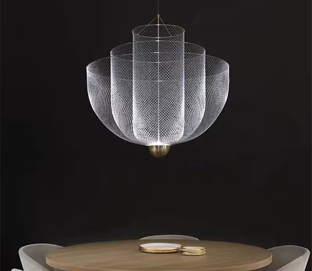 Nowoczesna lampa wisząca żyrandol w stylu Meshmatics 80x60  srebrno zł