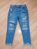 Ripped jeans H&M spodnie z dziurami wysoki stan