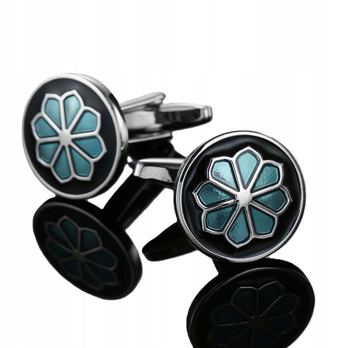 spinki do mankietów wzór kwiat