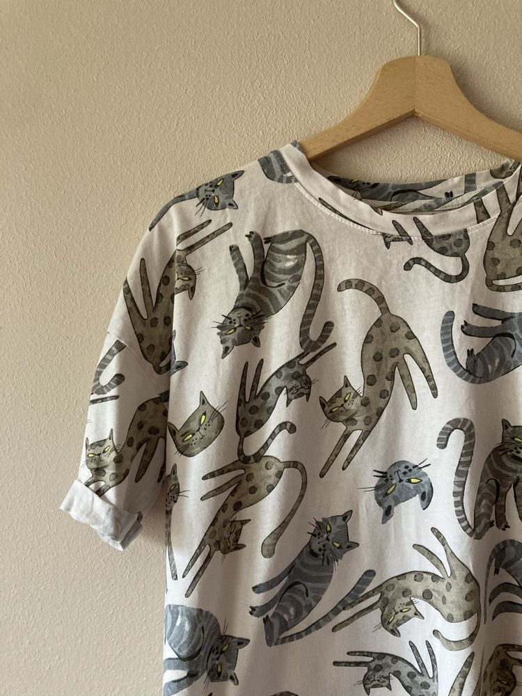 Koszulka w koty oversize S