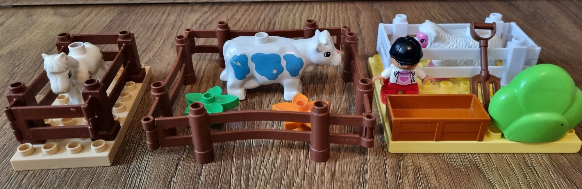 Klocki lego duplo zagroda zwierzęta na wsi krowa owca koń