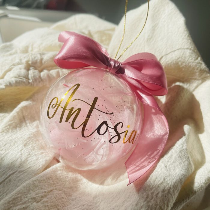 Bombki z inicjałem, imieniem, napisem okrągłe i serca