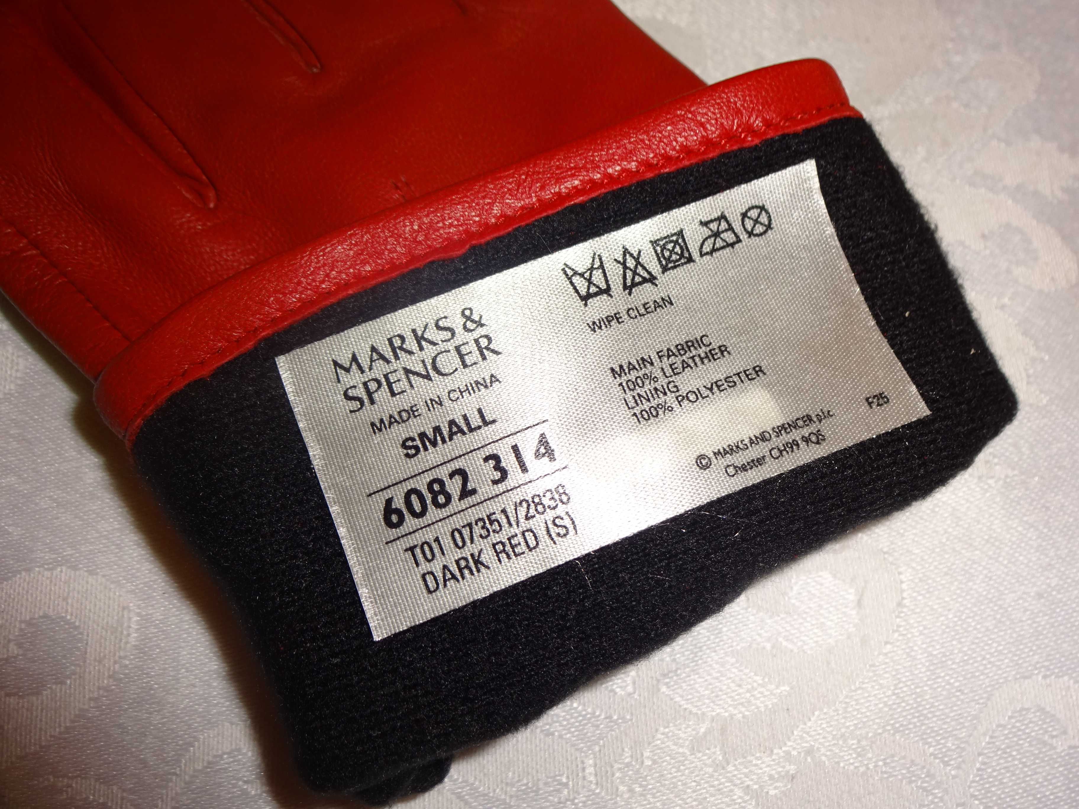 M&S Marks Spencer LEATHER skórzane rękawiczki OKAZJA jak nowe Small