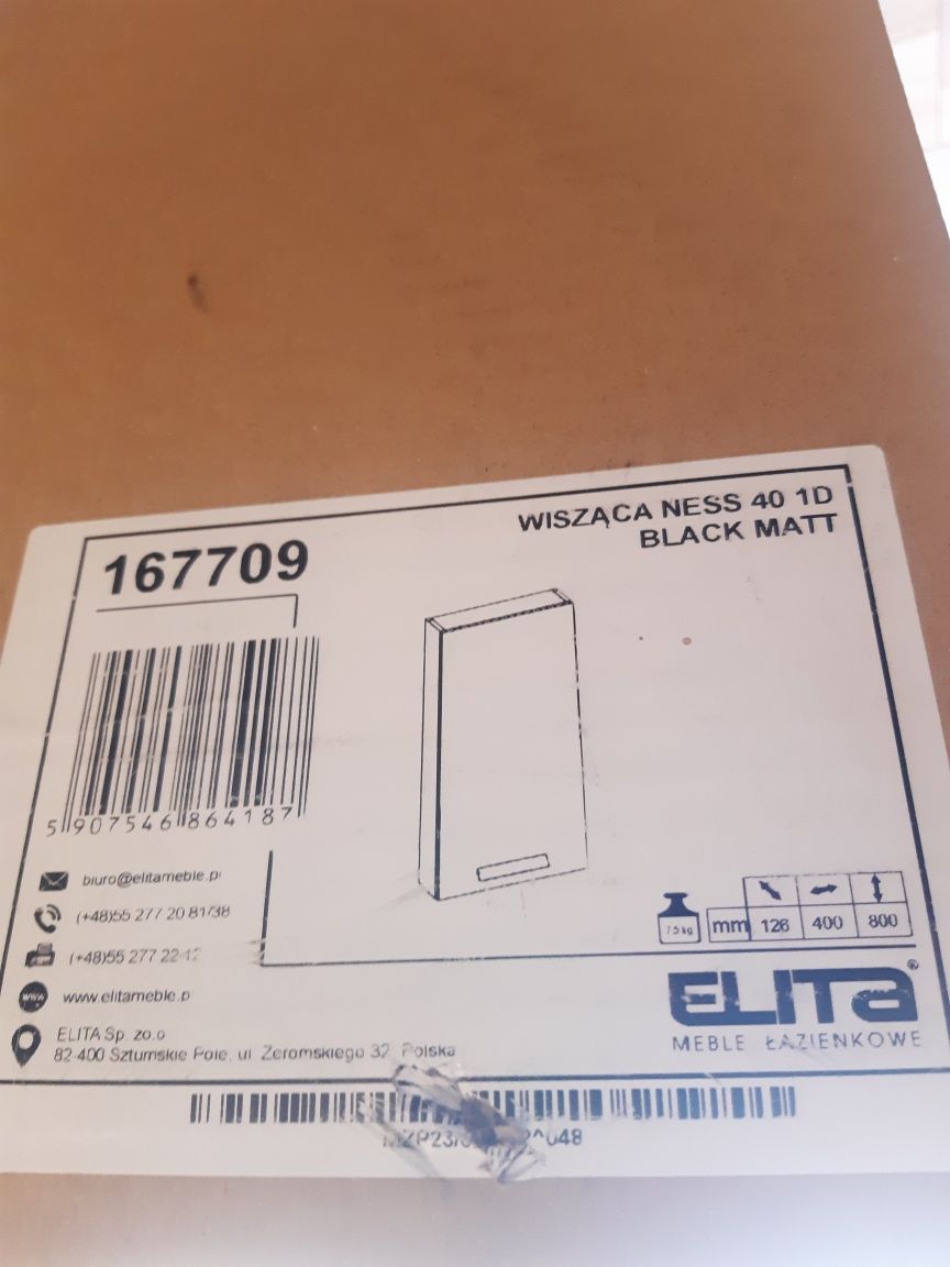 Nowa szafka łazienkowa  wiszaca ness 40 1D black matt Leroy Meril