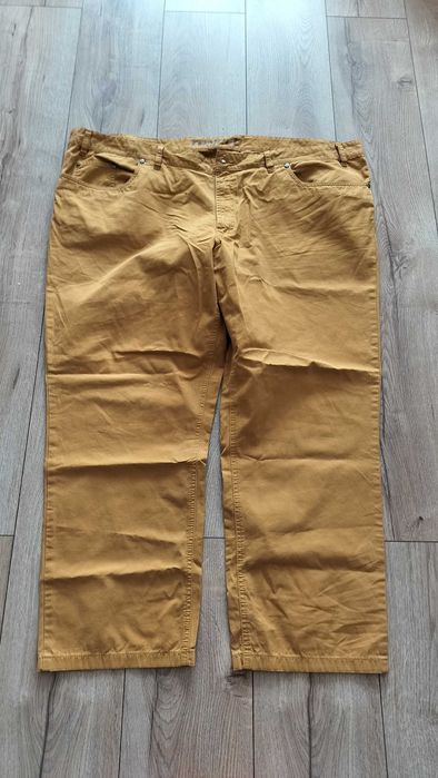 Spodnie męskie 7XL musztardowe bawełna klasyczne pas128