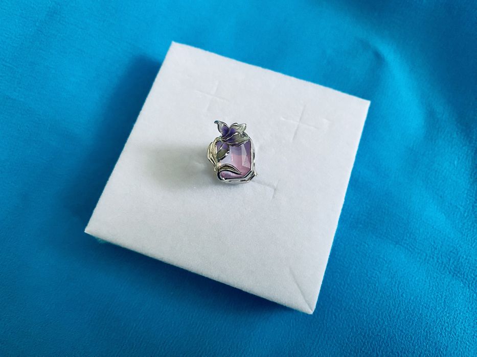 nowa platerowana białym złotem zawieszka beads charms irys srebro 925