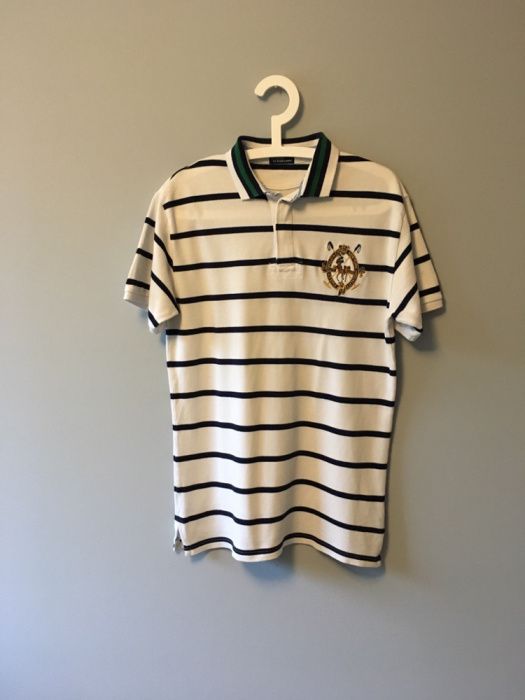 Polo by RALPH LAUREN oryginalna koszulka męska M połówka biała w paski