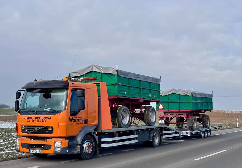Transport maszyn, ciągników, przyczep, samochodów, laweta