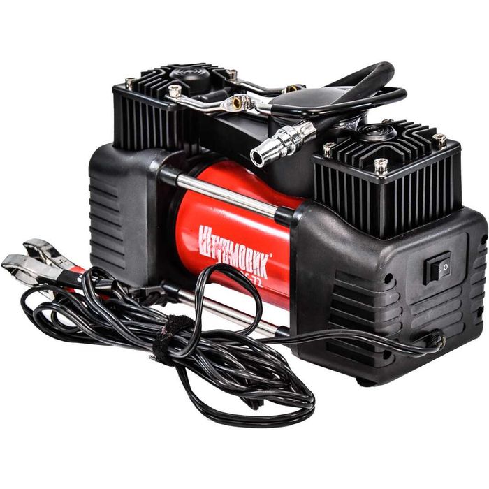 Двухцилиндровый автокомпрессор Штурмовик АС-72/300Вт с зажимами АКБ