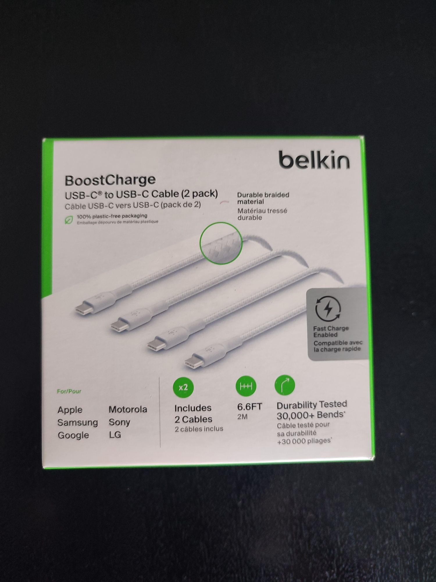 Belkin Kabel USB-C do USB-C w oplocie do szybkiego ładowania urządzeń