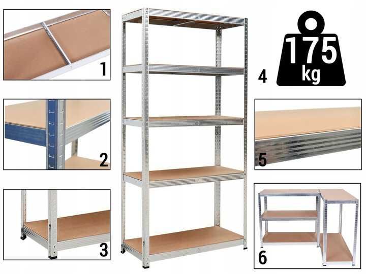 2x Regał magazynowy metalowy 180x90x40 5 półek 875kg WYPRZEDAŻ