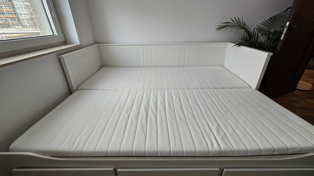 HEMNES Leżanka z 3 szufladami, 2 materace twardy, 80x200 cm