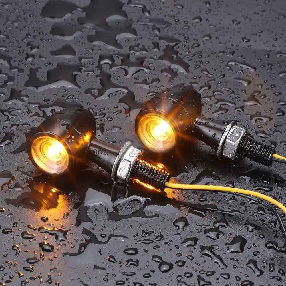 Par mini piscas bala LED metal cafe racer chopper bobber