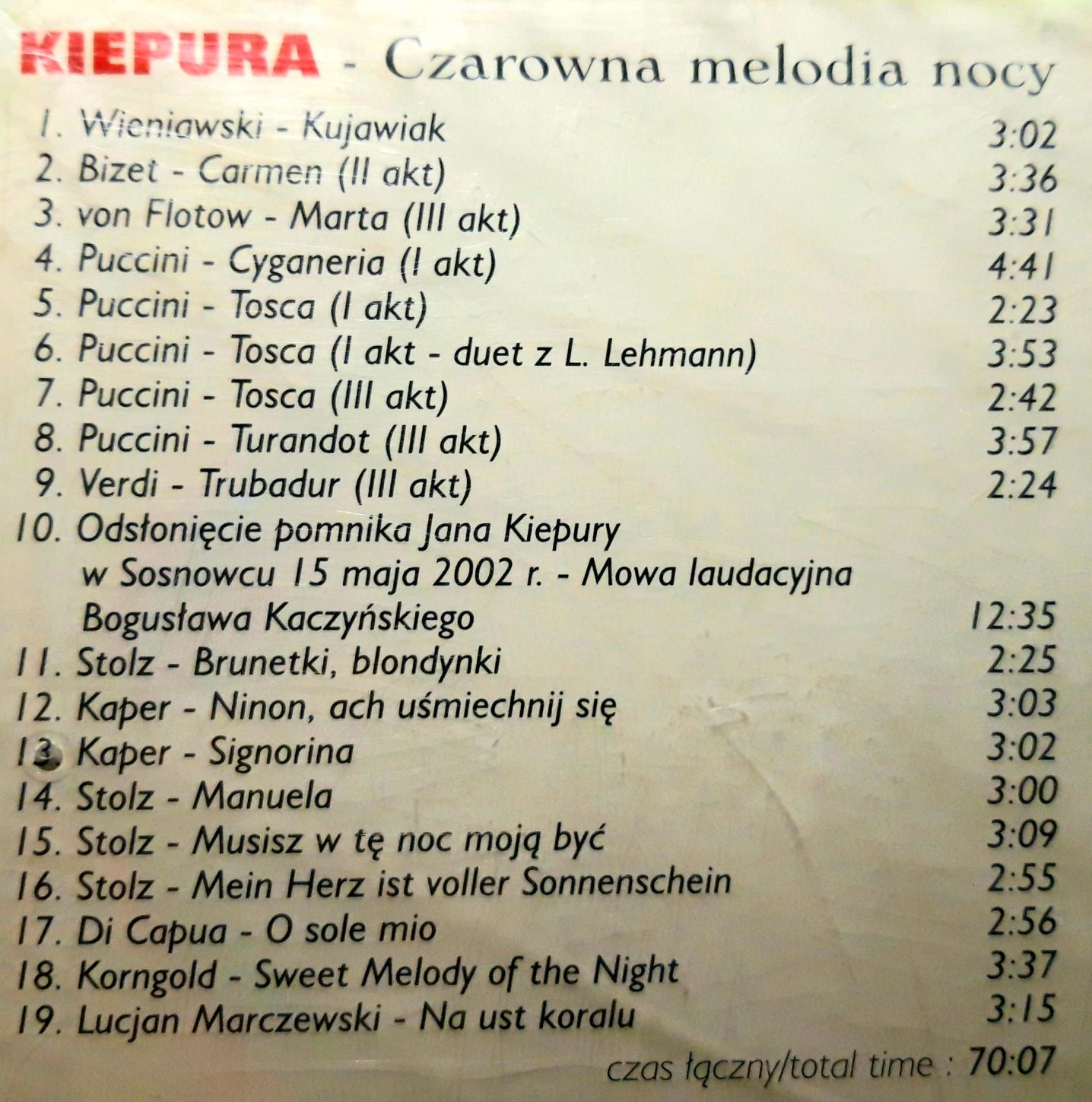 Jan Kiepura - Czarowna Melodia Nocy (CD, 2003?, FOLIA)