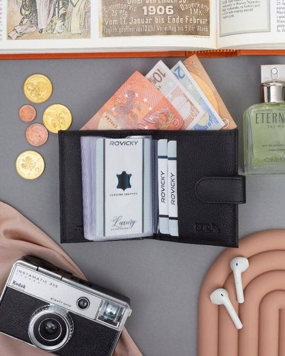 skórzane etui na karty na zatrzask z systemem rfid - 4u cavaldi