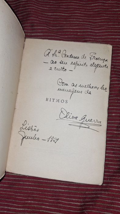 Oliva Guerra Ritmos livro raro autografado 1928