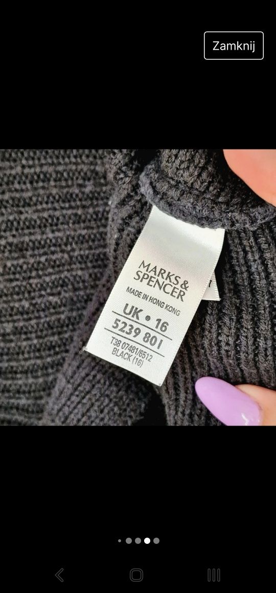 Świetna czarna tunika na jesień 18% wełna 24% bawełna plus size