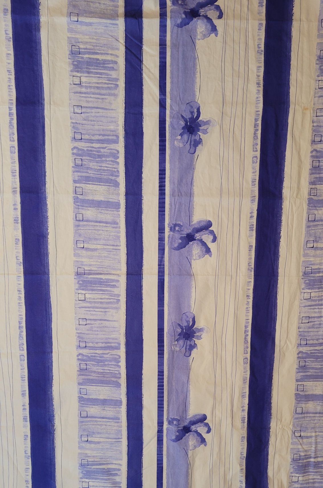 Zasłony 2sztuki 165cmx180cm niebieskie pasy/kwiaty