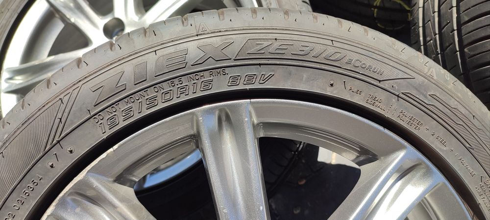 16"6J 4x100 koła Toyota Yaris Vitz, z oponami letnimi Falken 195/50R16