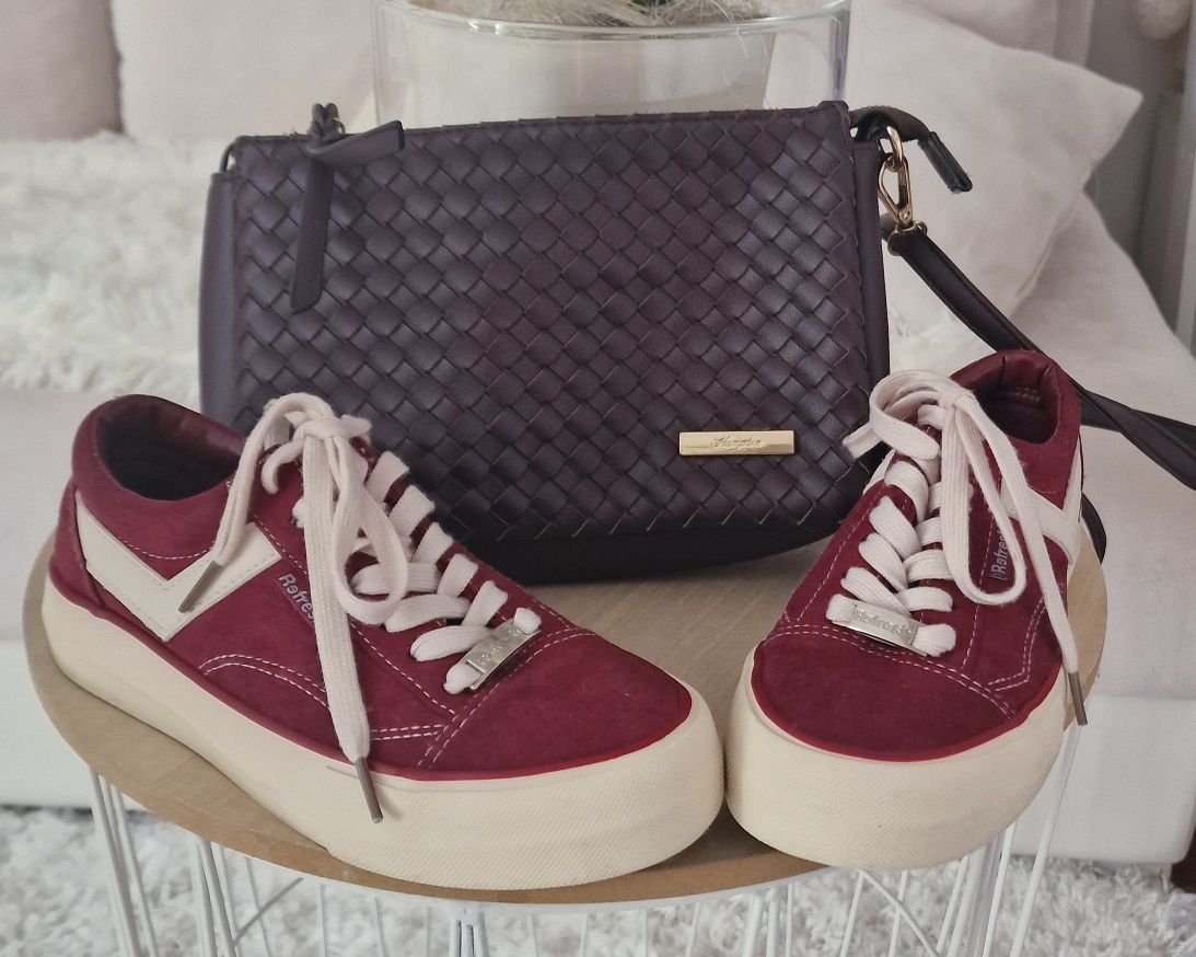 Sneakersy, bordowe,zamszowe" Refresh".
