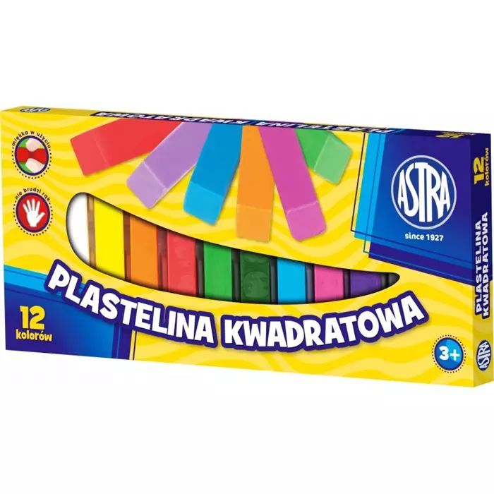 Plastelina kwadratowa, 12 kolorów. Astra