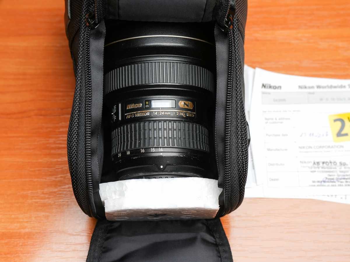 Obiektyw Nikon Nikkor 14-24 mm 2.8G ED Made in Japan, zestaw pudełkowy