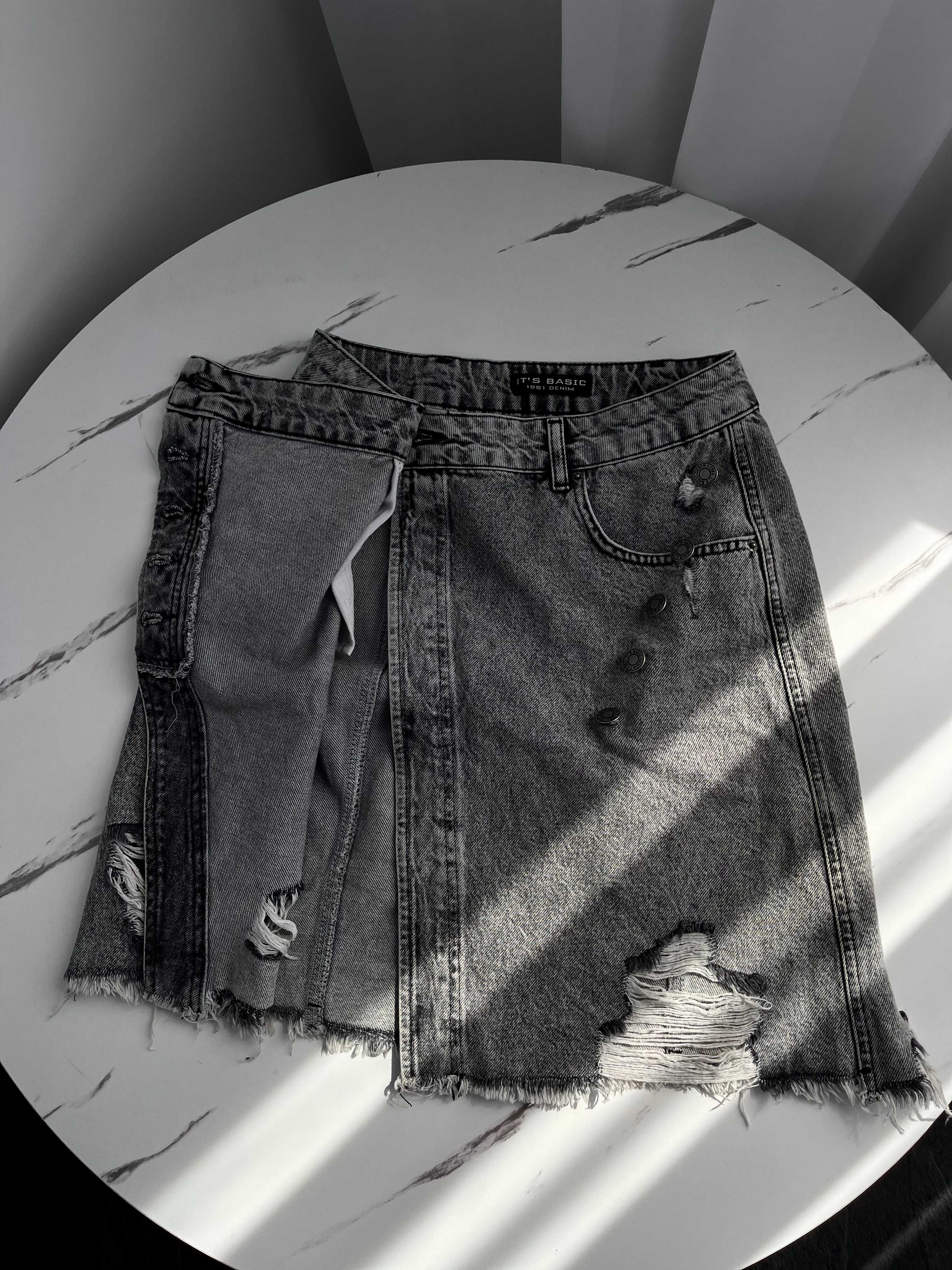 Спідниця джинсова сіра міні розімір S Zara