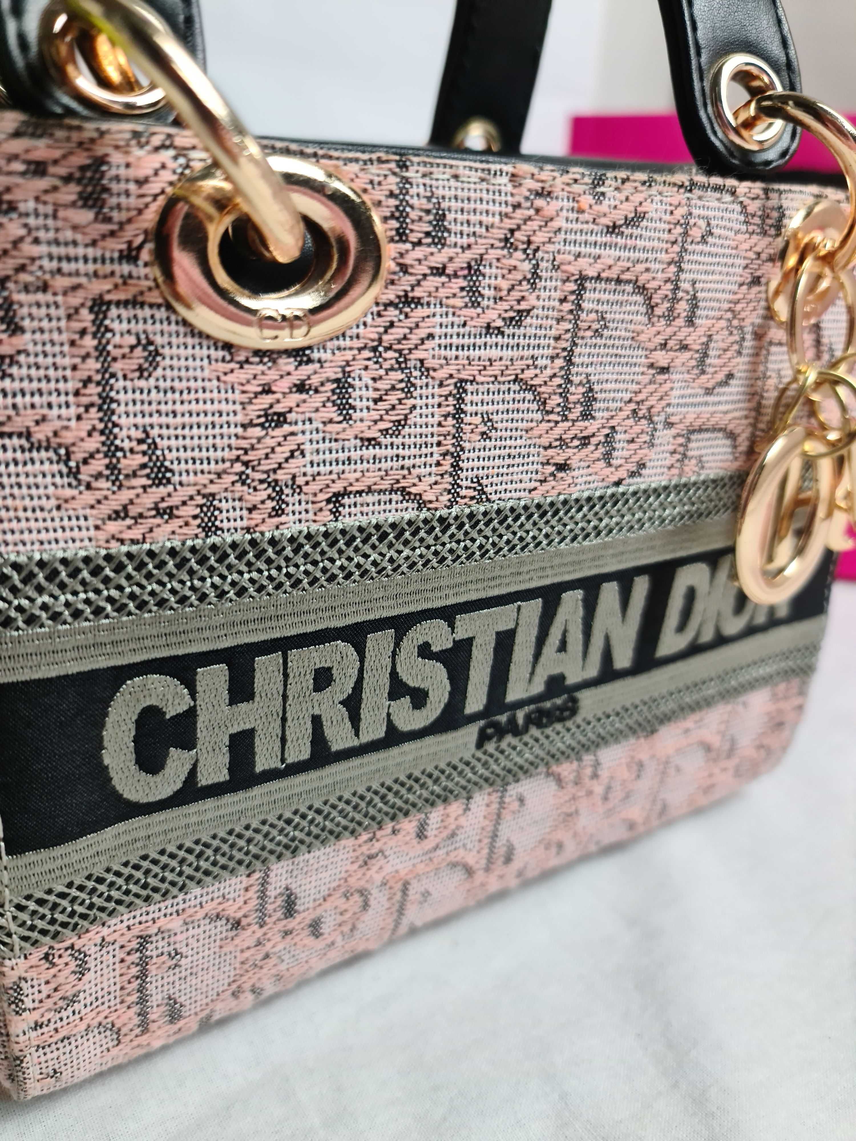 Torba Christian Dior kuferek koszyczek listonoszka roz monogram