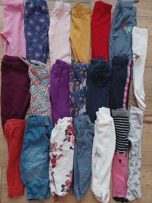 Mega paka legginsy spodnie rajstopy 20 sztuk 6-9m 68-74cm różne marki