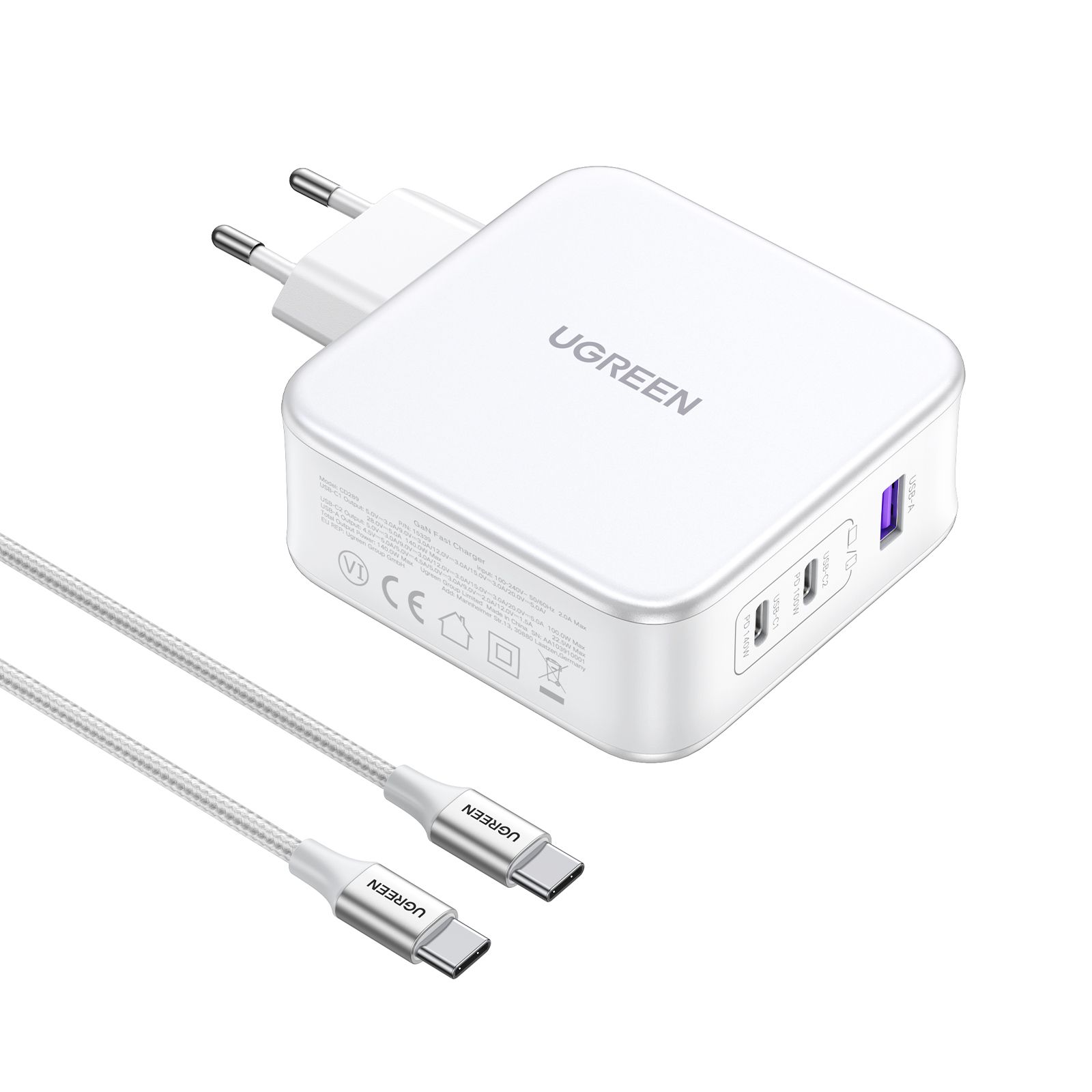 ładowarka sieciowa gan nexode usb-a 2x usb-c 140w + kabel usb-c  qmx