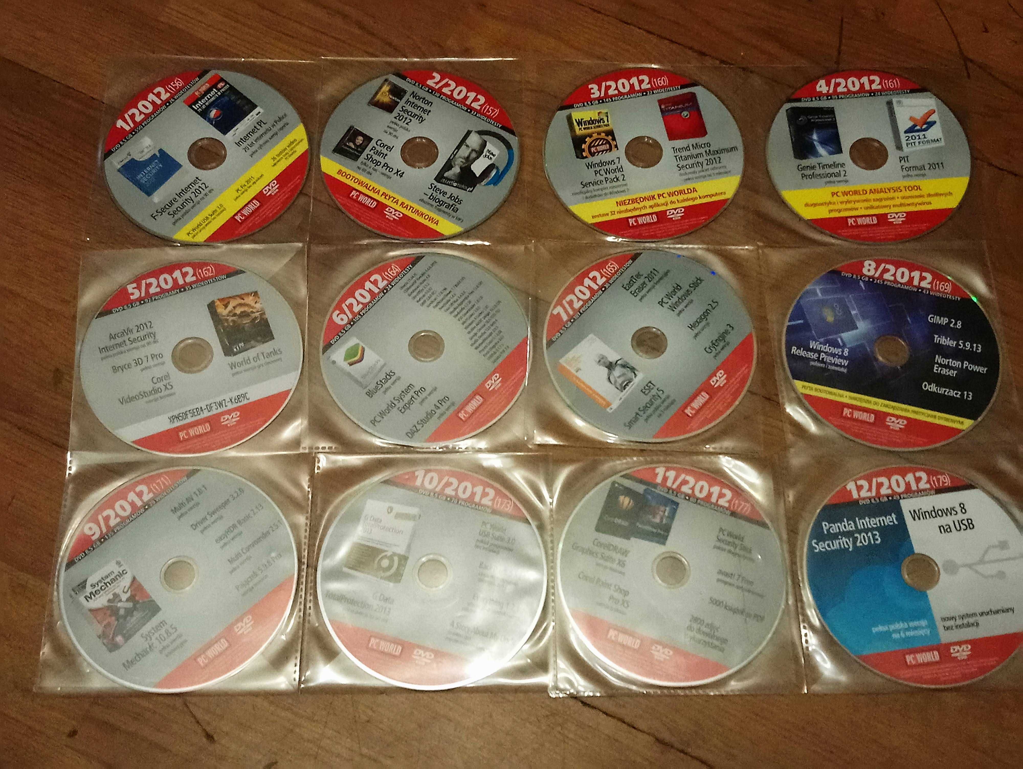 Płyty DVD z czasopism komputerowych PC WORLD CHIP kompletne roczniki