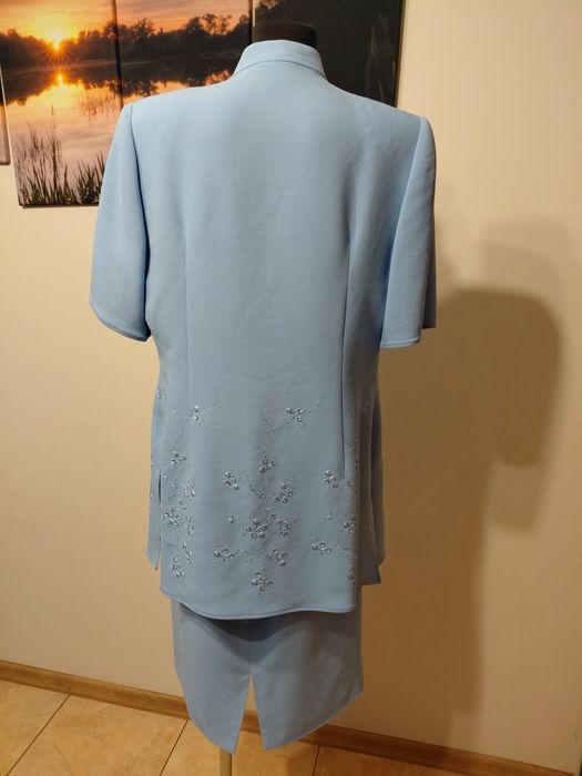 Komplet damski, żakiet dłuższy i spódnica marki Weill, rozmiar L/XL